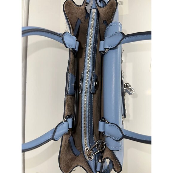 Michael Kors satchel hamilton legacy small studded leather belted purse chambray - Picture 9 of 12